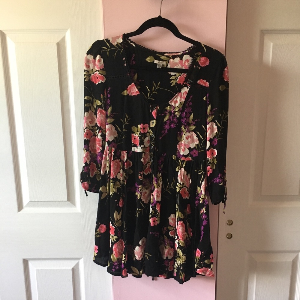 ecoté black floral dress